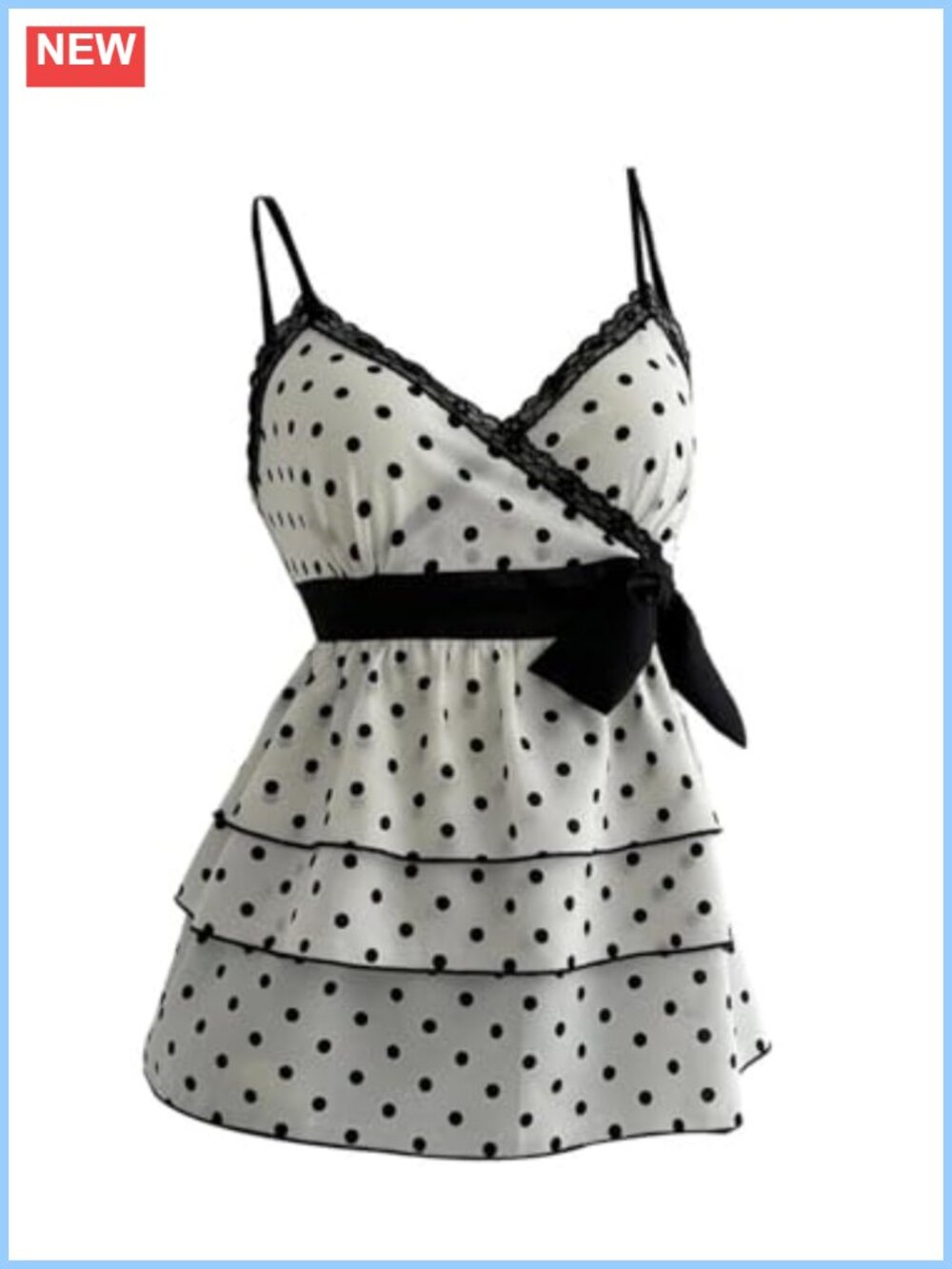 Women's Y2k Polka Dots Tank Top Tiered Ruffle Hem V Neck Peplum Babydoll